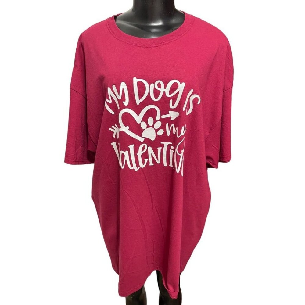 2XL Fruit of the Loom HD Cotton My Dog Is My Valentine T-Shirt Red